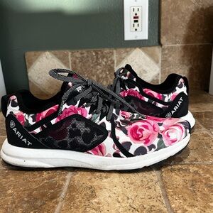 Ariat Women's Black and Pink Floral Sneakers